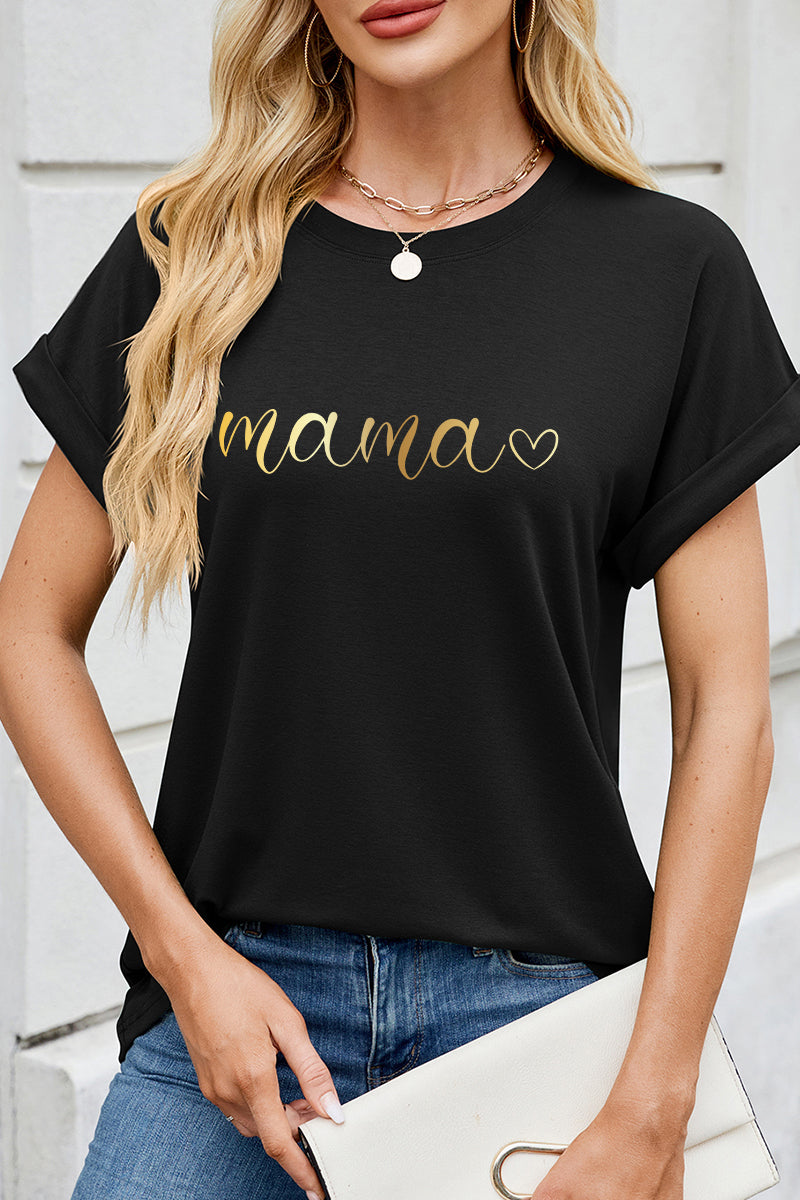 Mother Day Mama Script Graphic Tee Women Casual