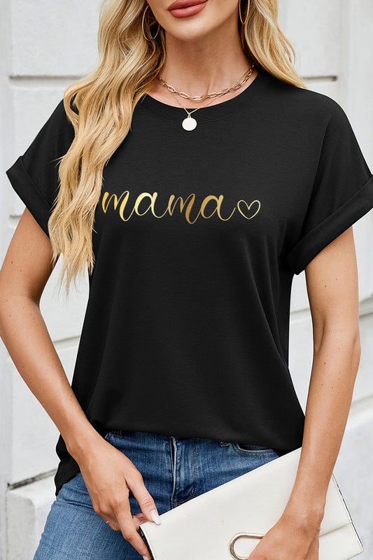 Mother Day Mama Script Graphic Tee Women Casual