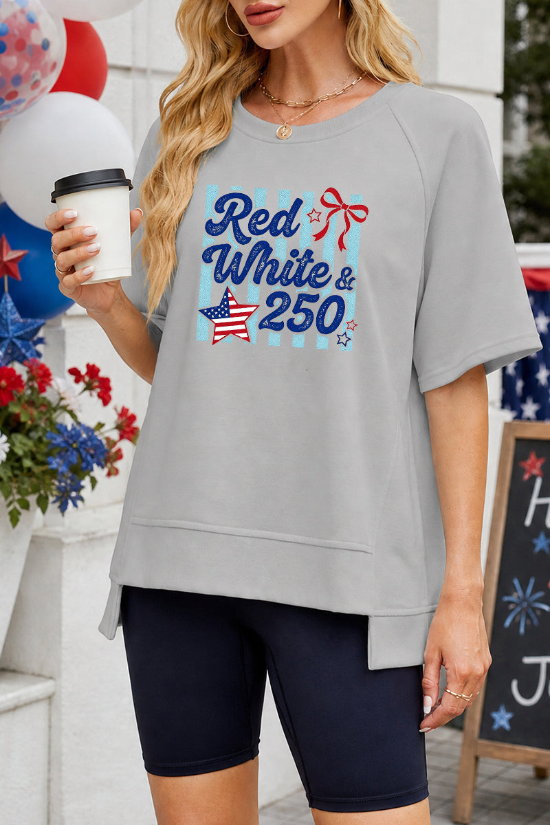 Red White and 250 Patriotic Graphic Oversized T Shirt