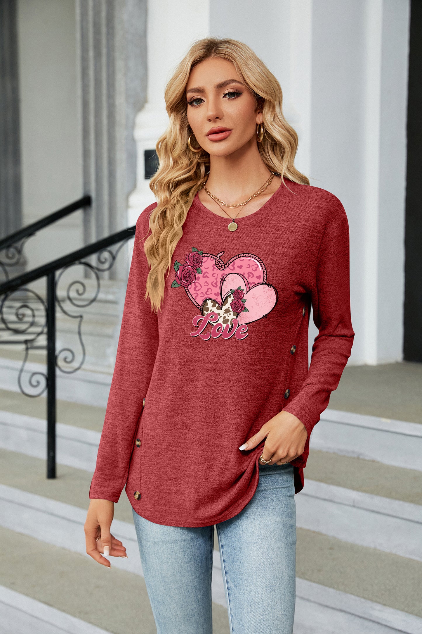 Valentine's Day Heart Love Graphic Everyday Long Sleeve