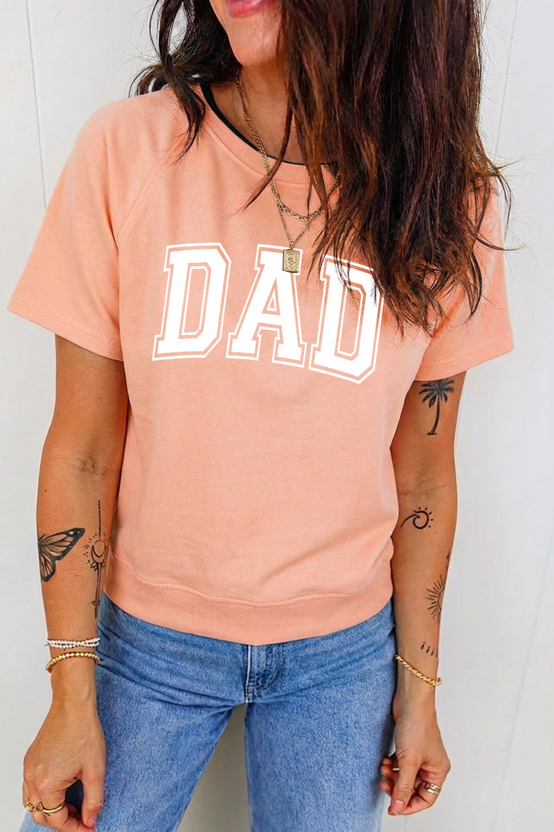 Letter Graphic T Shirt Dad Print Casual Crewneck Short Sleeve Top