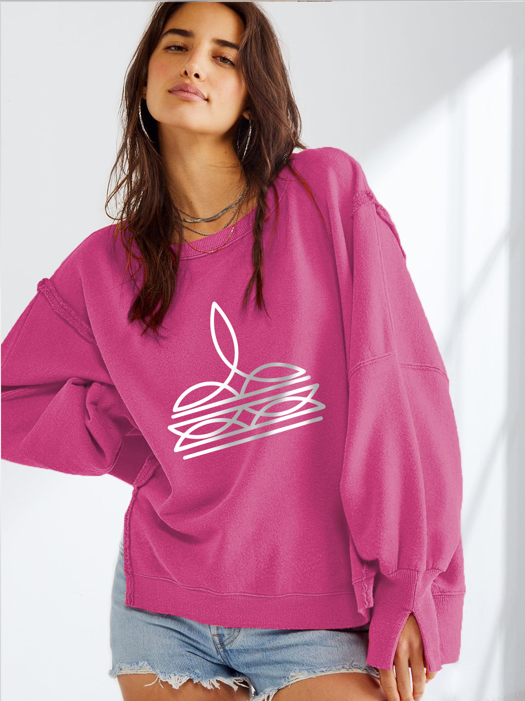 Western Minimal Symbol Graphic Loose Fit Pullover