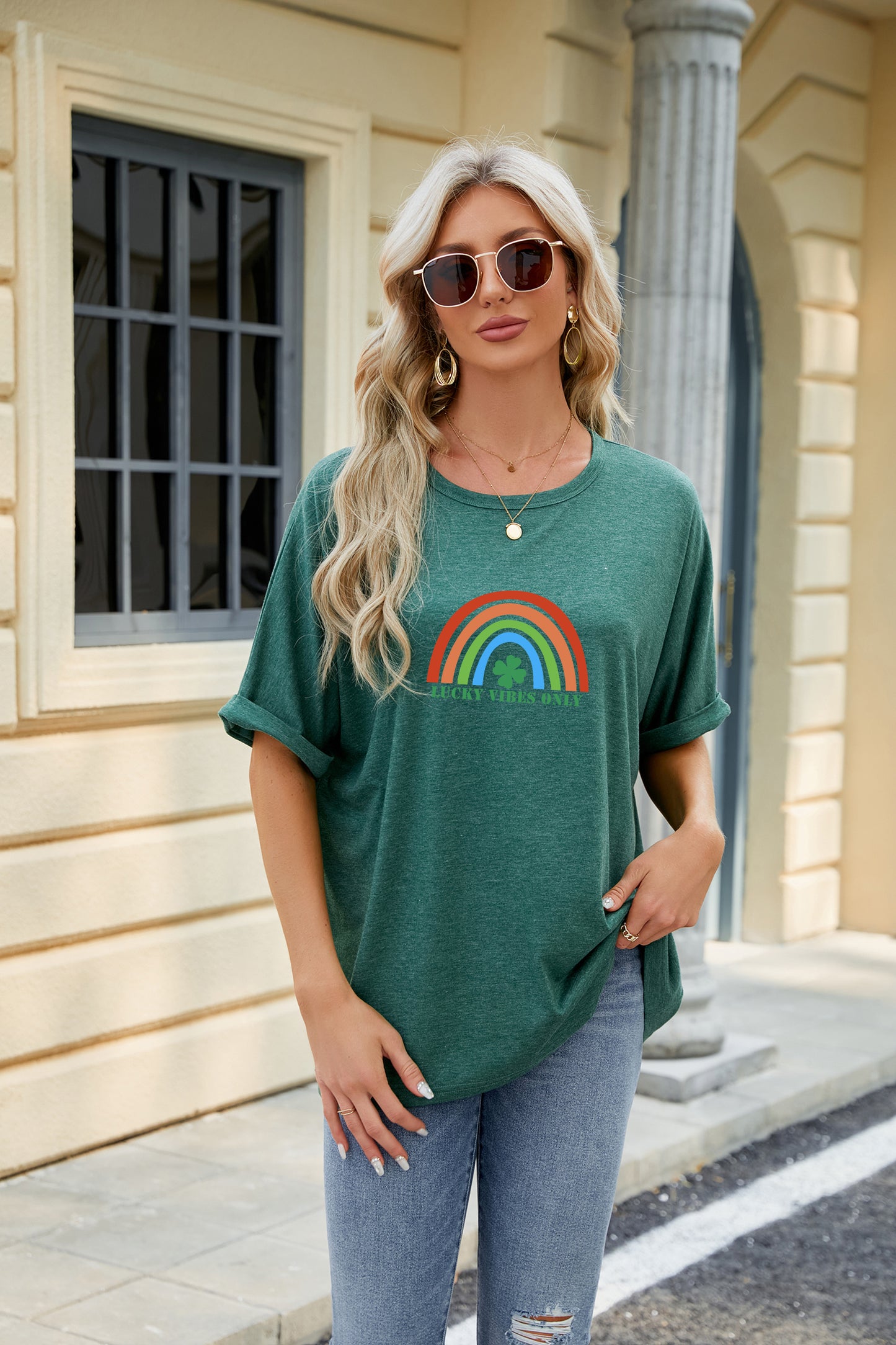 St Patrick’s Day Lucky Clover Rainbow Graphic Tee