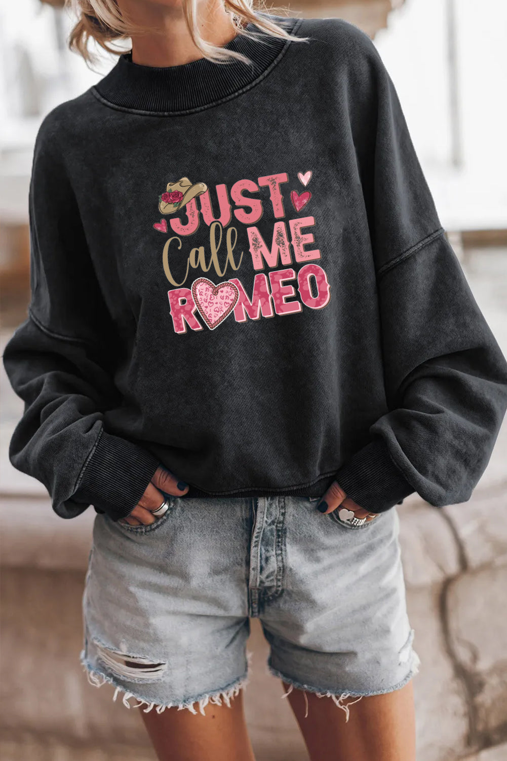 Valentines Day Heart Print Romeo Sweatshirt