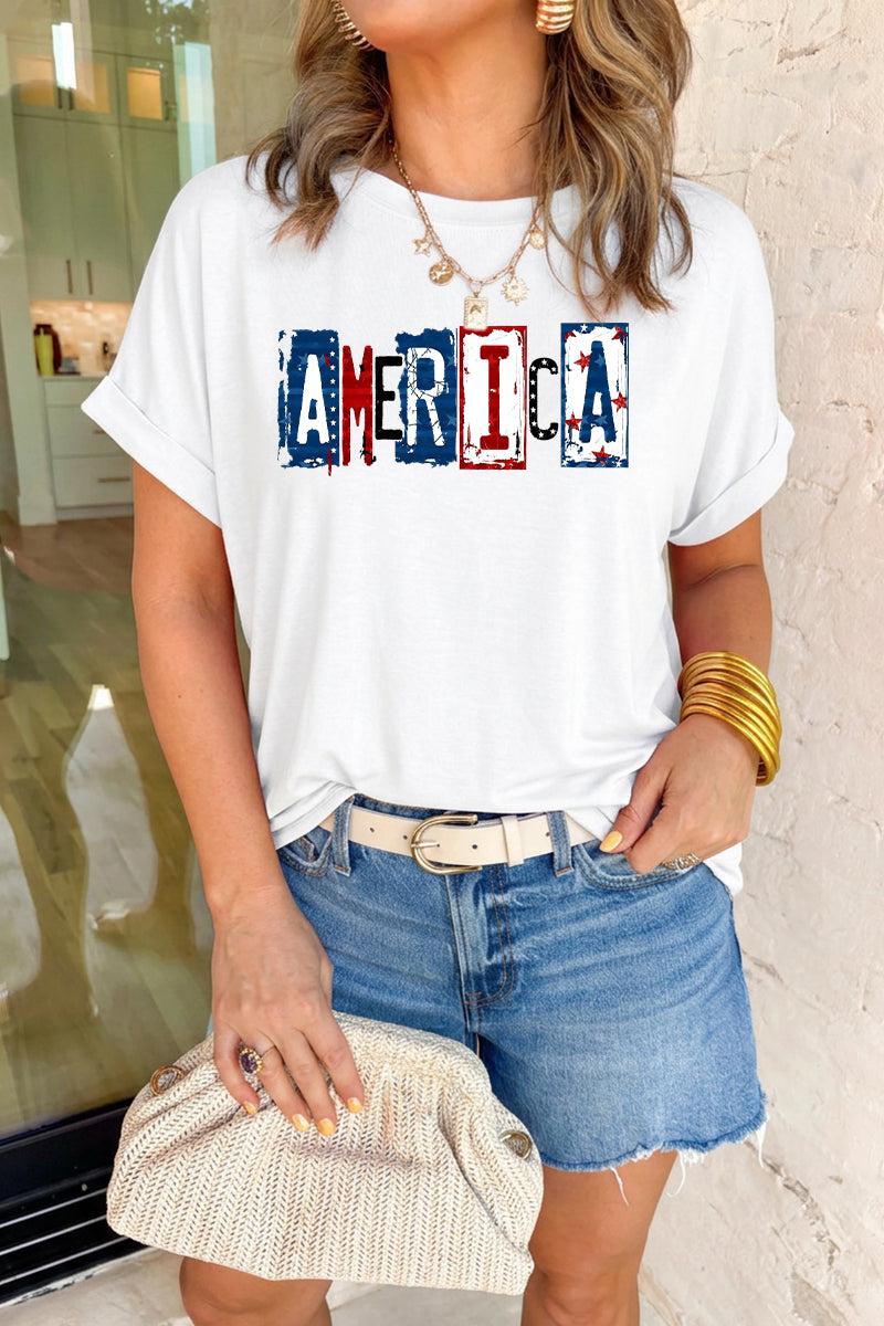 America Flag Graphic T Shirt Women 4th of July