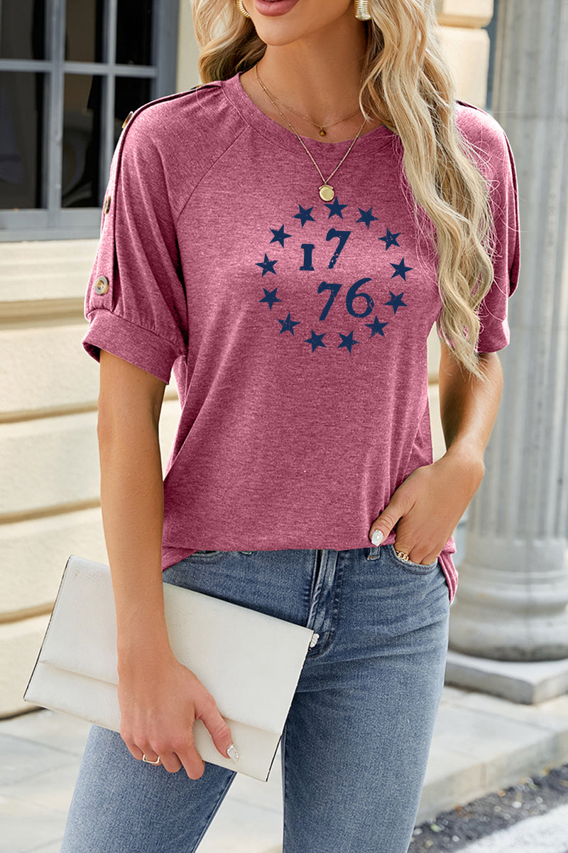 1776 Stars Graphic Rayon Tee Boutique Patriotic Top