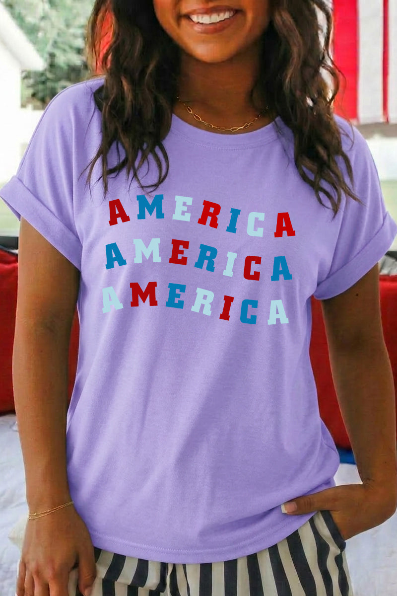 Women 4th of July America Graphic T Shirt