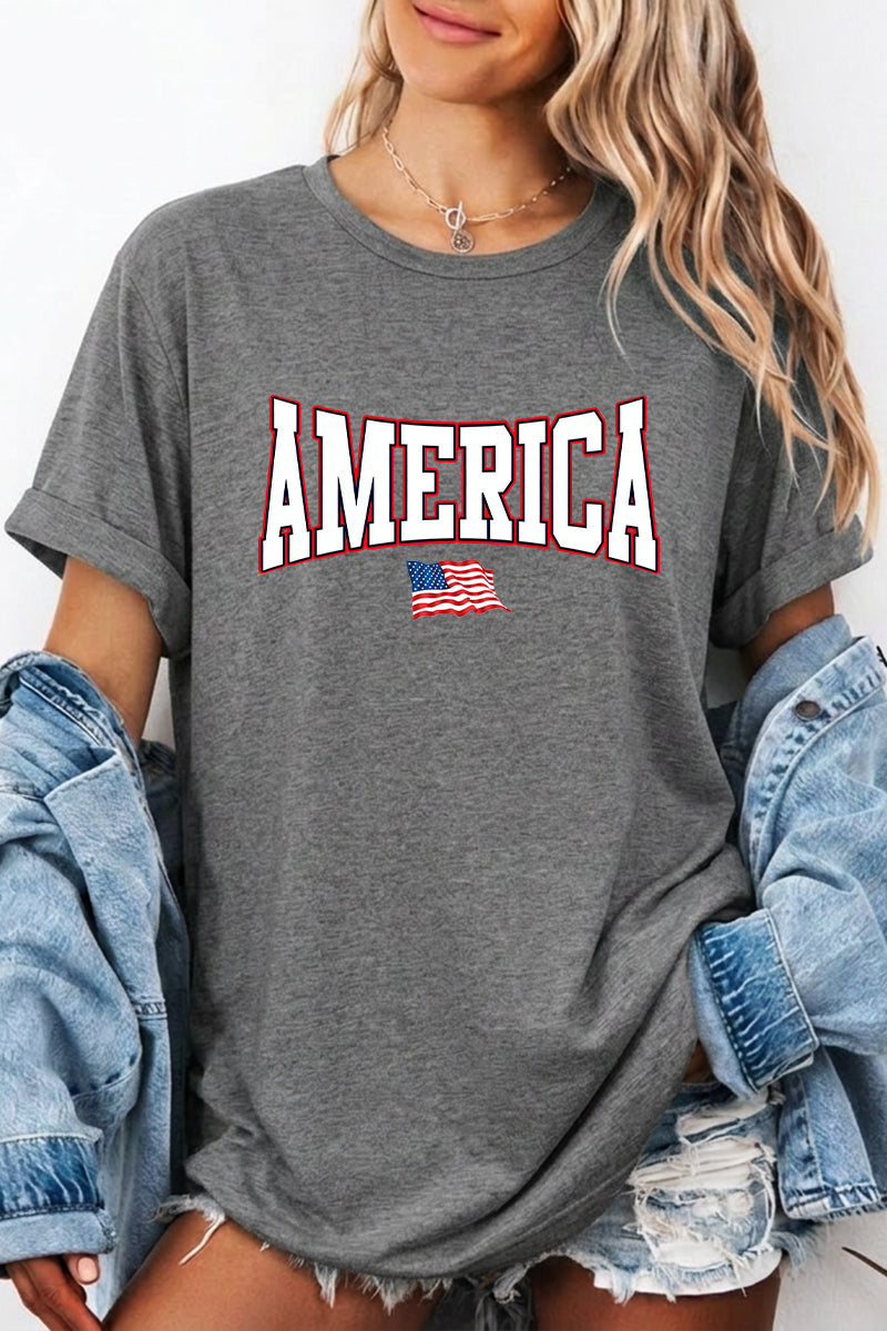 Patriotic America Graphic Tee Oversized Casual Holiday Top