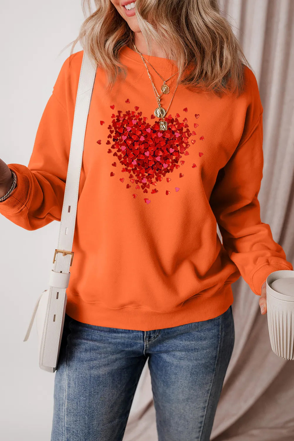 Valentine’s Day Heart Confetti Love Graphic Sweatshirt