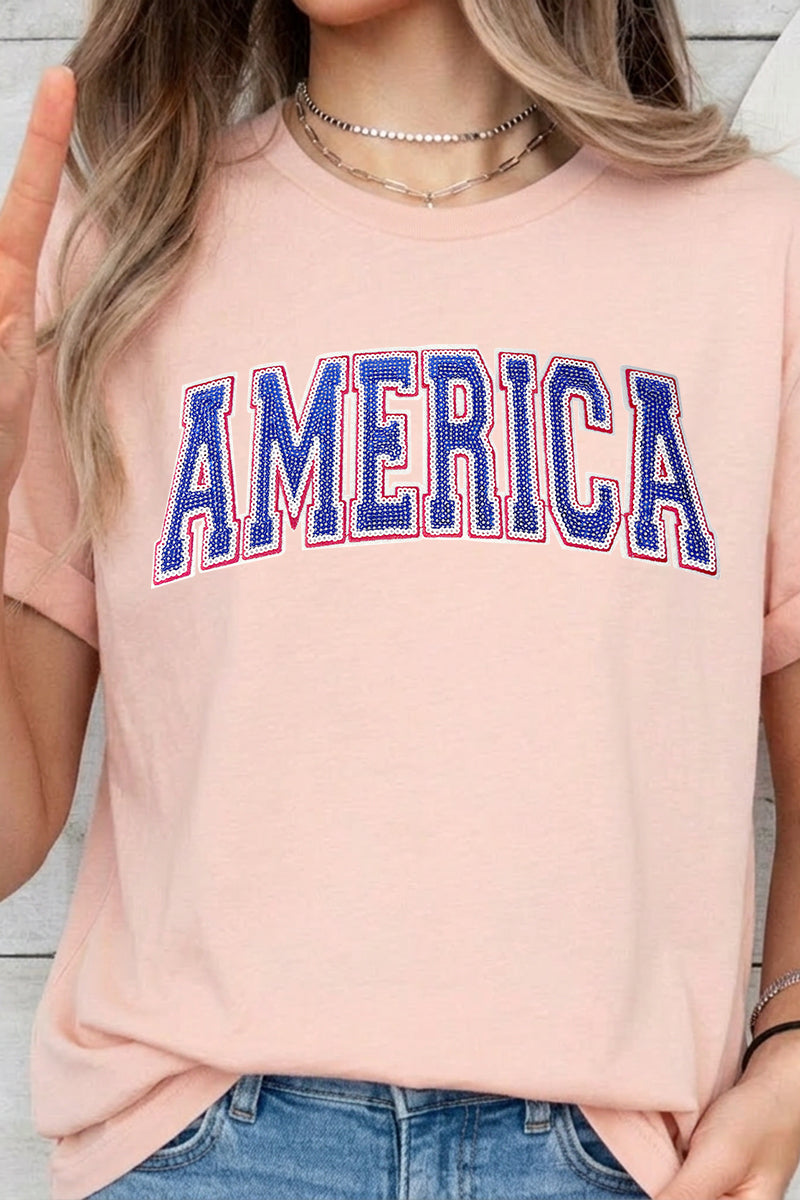 4th of July America Letter Graphic Casual Tee