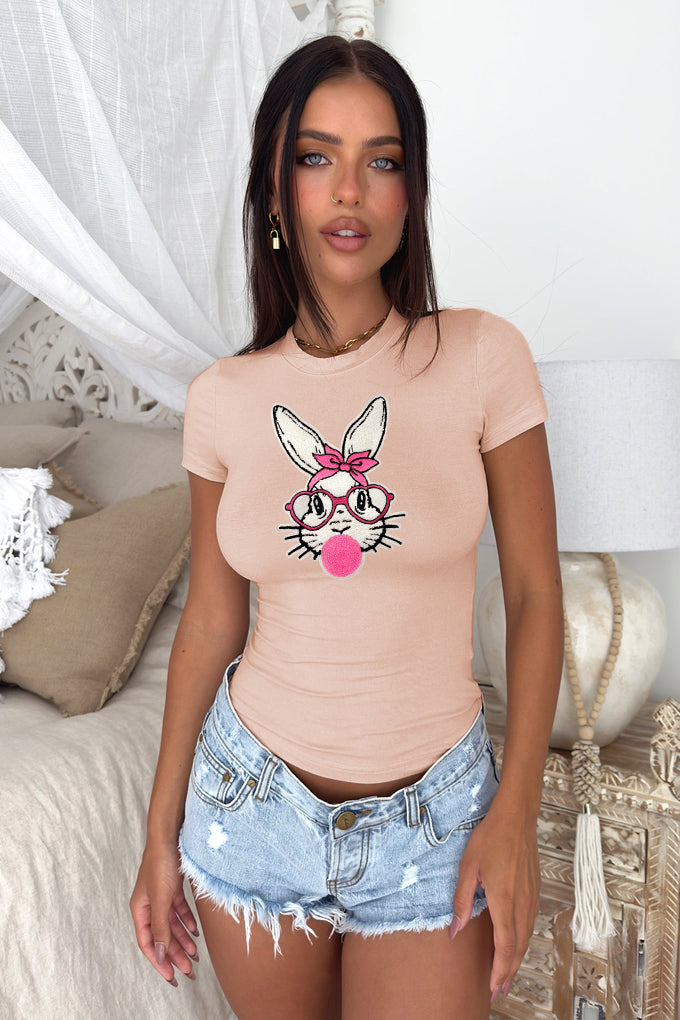 Easter Bunny Graphic Slim Fit Short Sleeve T Shirt