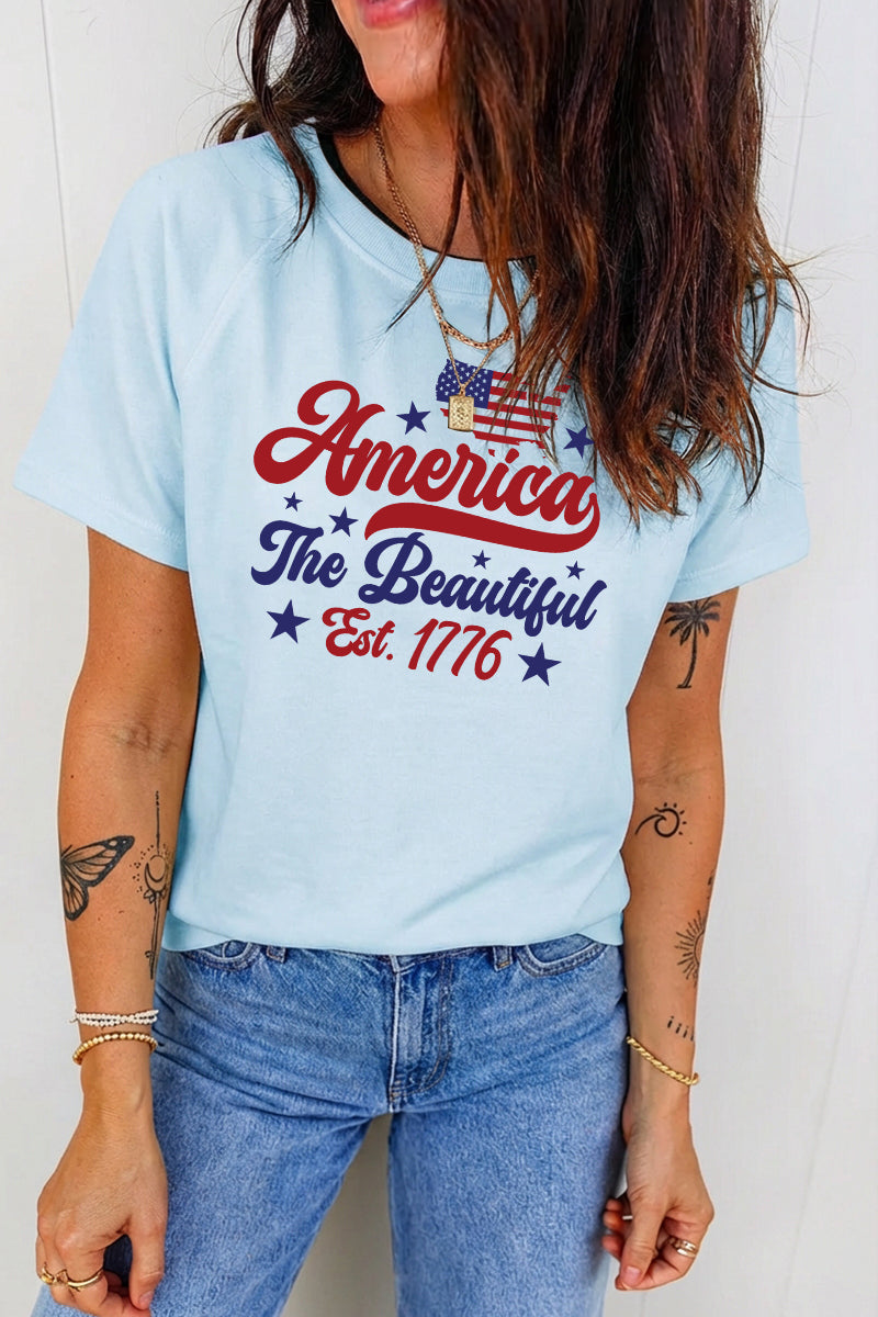 America 1776 Patriotic Graphic 4th of July Casual Tee