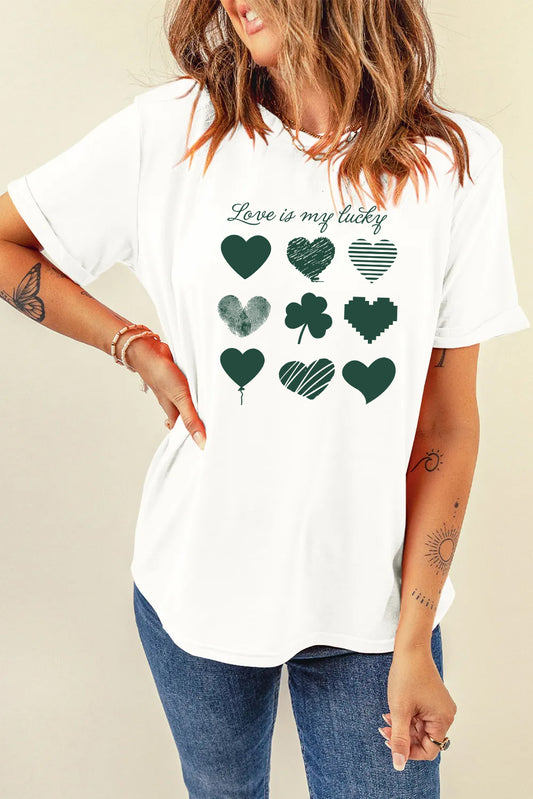 St Patricks Day Love Shamrock Heart Graphic T-Shirt
