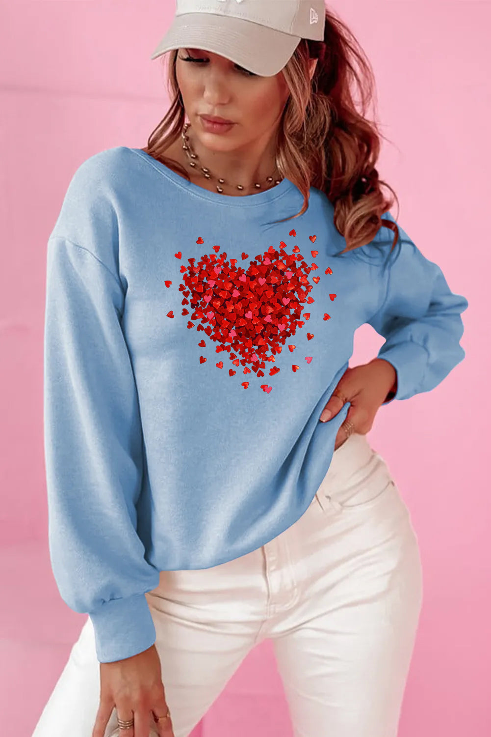 Valentine’s Day Heart Cluster Bow Back Sweatshirt