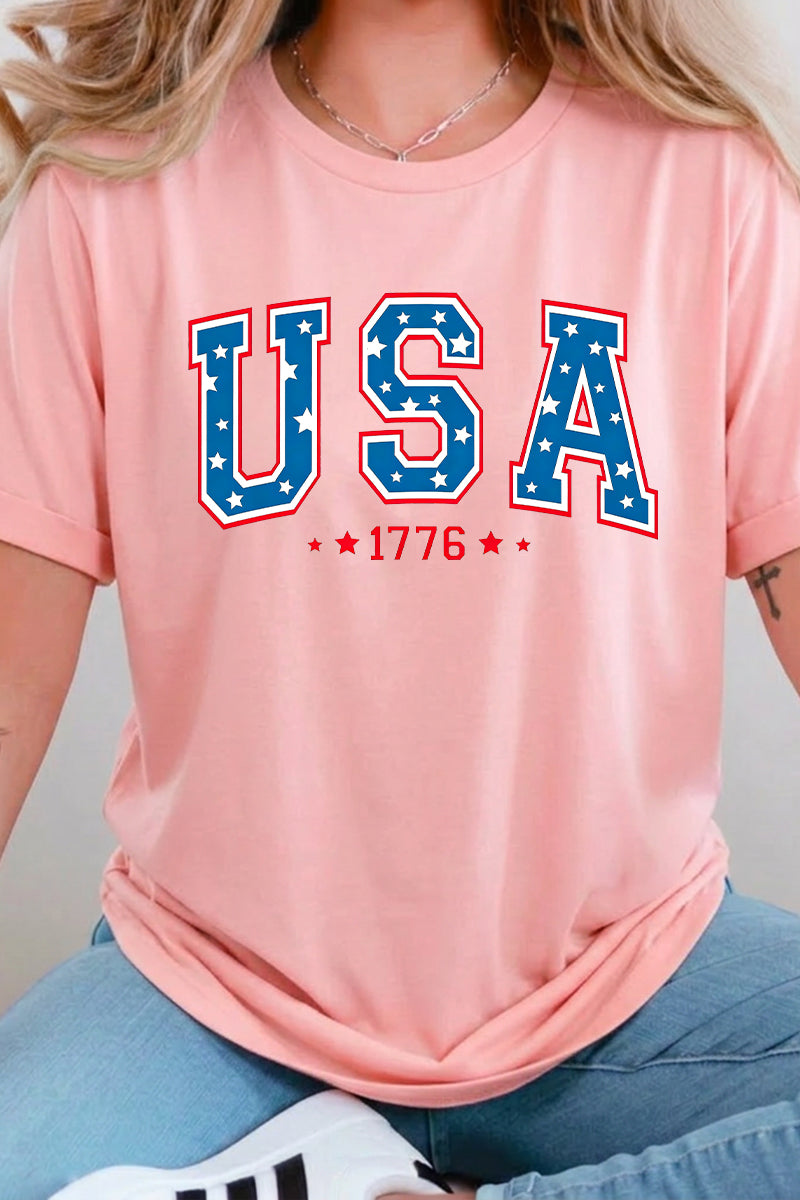 4th of July USA 1776 Letter Graphic Tee