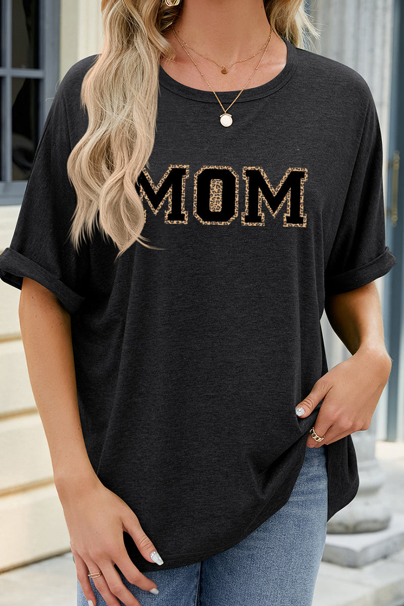 Leopard MOM Graphic Casual Tee Mother's Day Gift Top