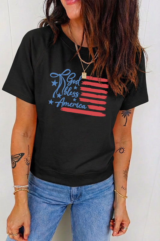 4th of July God Bless America Flag Graphic Tee