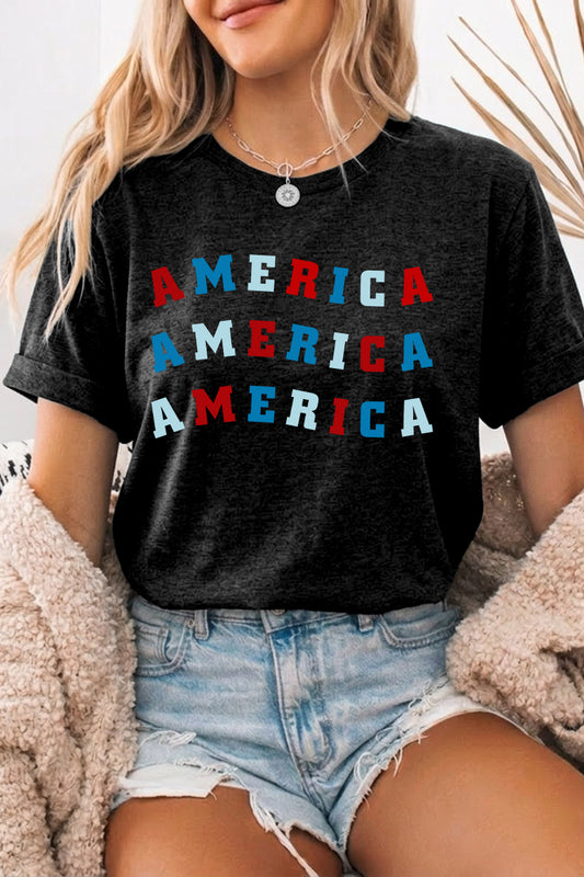 July 4th AMERICA Graphic T Shirt Women Casual