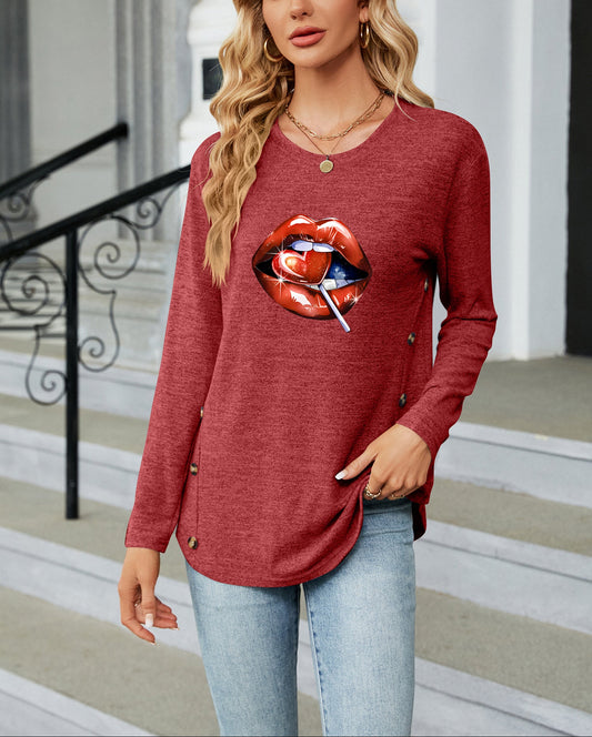 Valentine's Day Lip Candy Graphic Everyday Long Sleeve