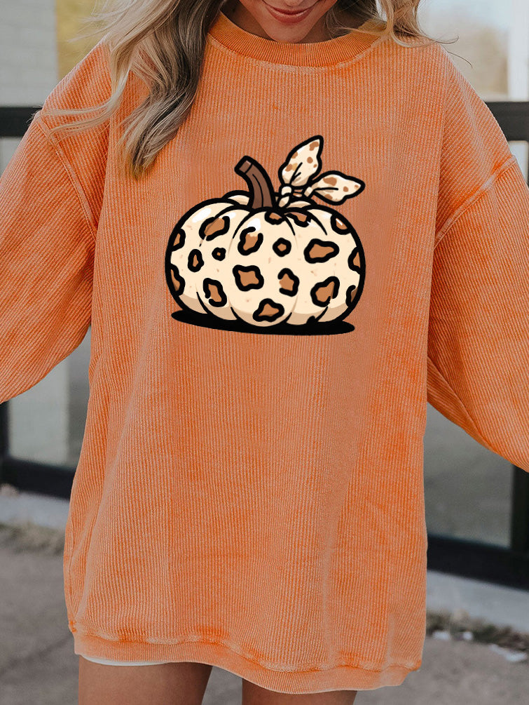 Pumpkin Halloween Fall Graphic Orange Long Sleeve Sweatshirt