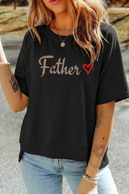 Father Leopard Graphic Tee Casual Gift Top