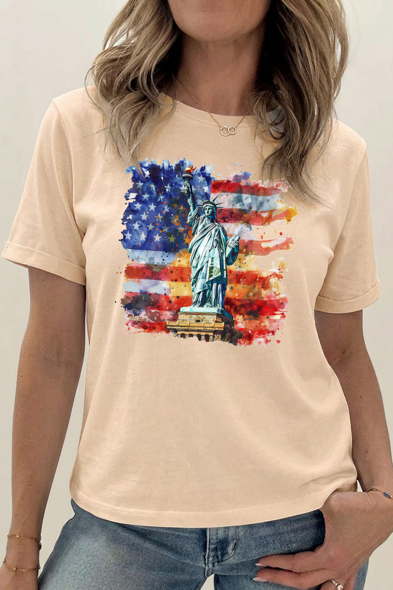 Statue of Liberty American Flag Patriotic Graphic Tee