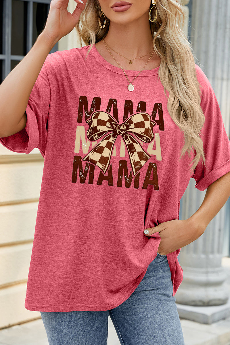 Mama Letter Graphic Tee Casual Loose Fit T Shirt