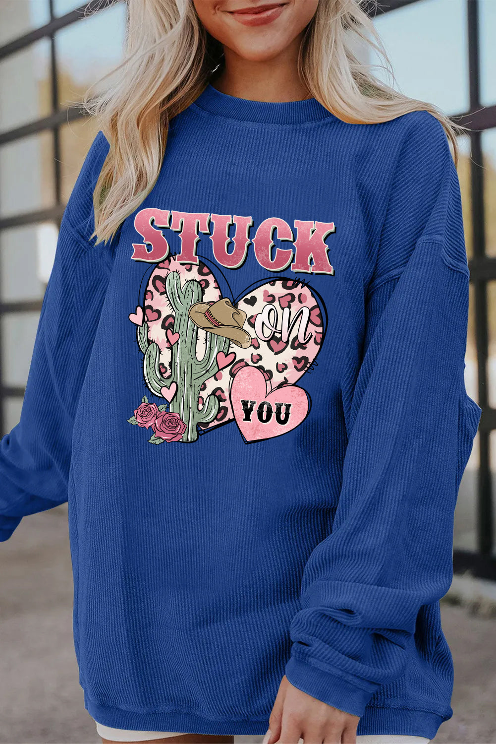 Valentine’s Day Stuck On You Cactus Heart Graphic Top