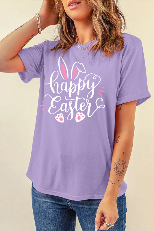 Easter Happy Easter Graphic Tee Casual Spring Top