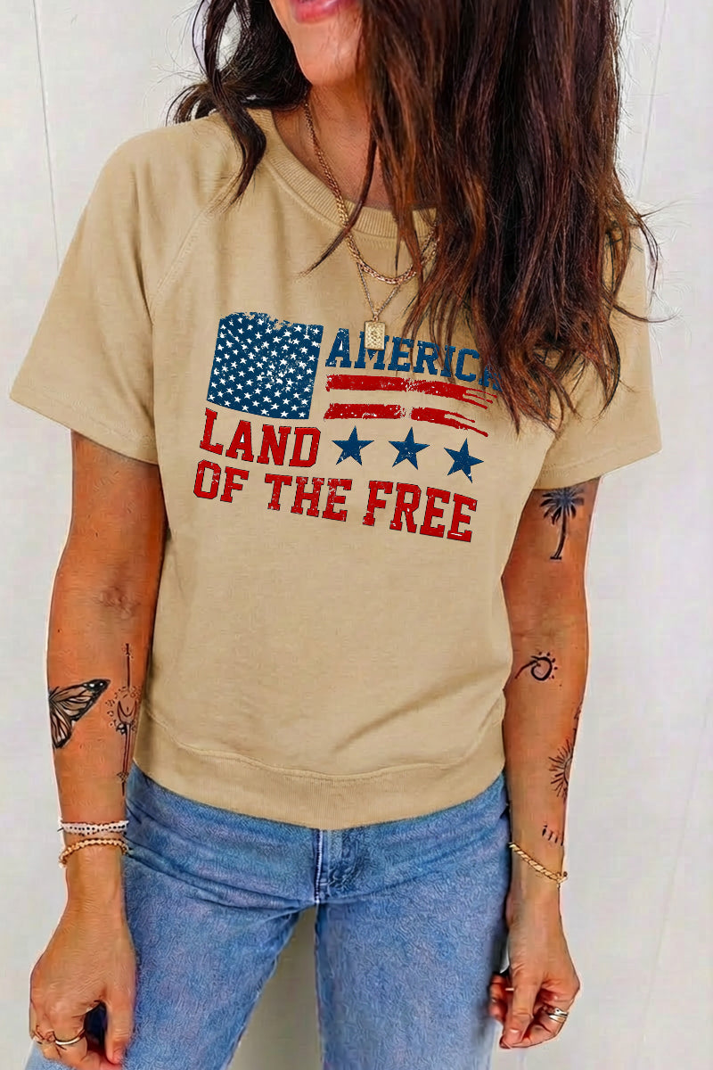Independence Day Land of the Free Graphic Tee Top