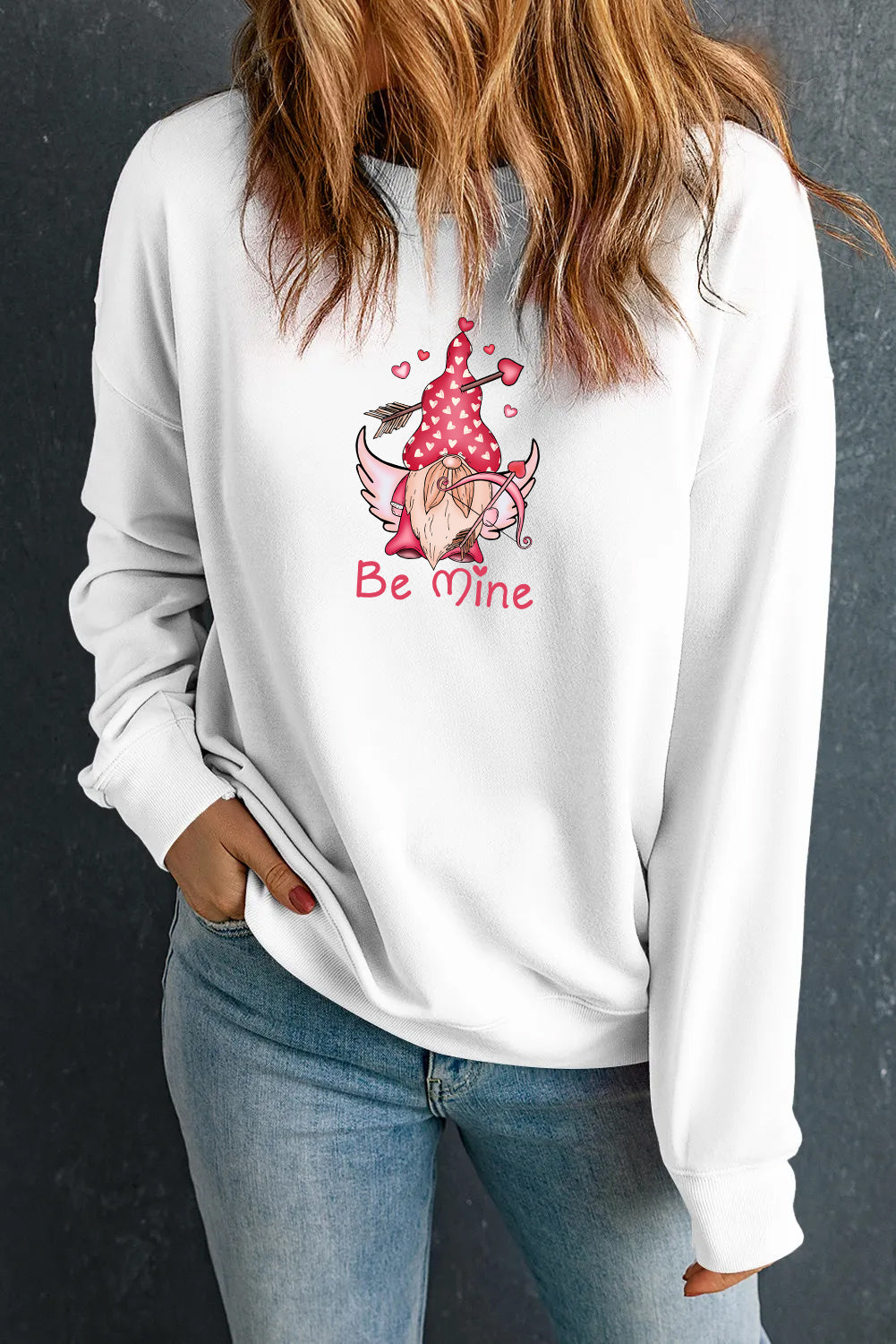 Valentine’s Day “Be Mine” Cupid Graphic Oversized Sweatshirt