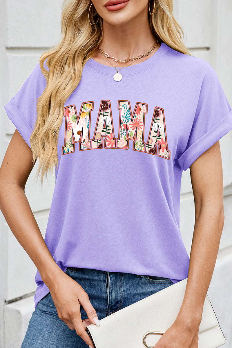 Womens Mothers Day Floral Graphic Tee Casual Loose Fit Short Sleeve T Shirt