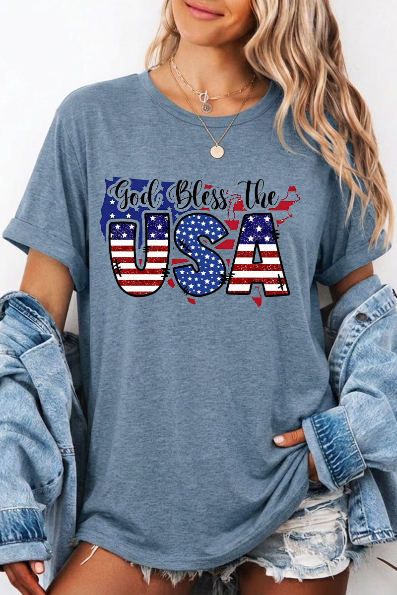 Independence Day USA Flag Graphic Casual Tee