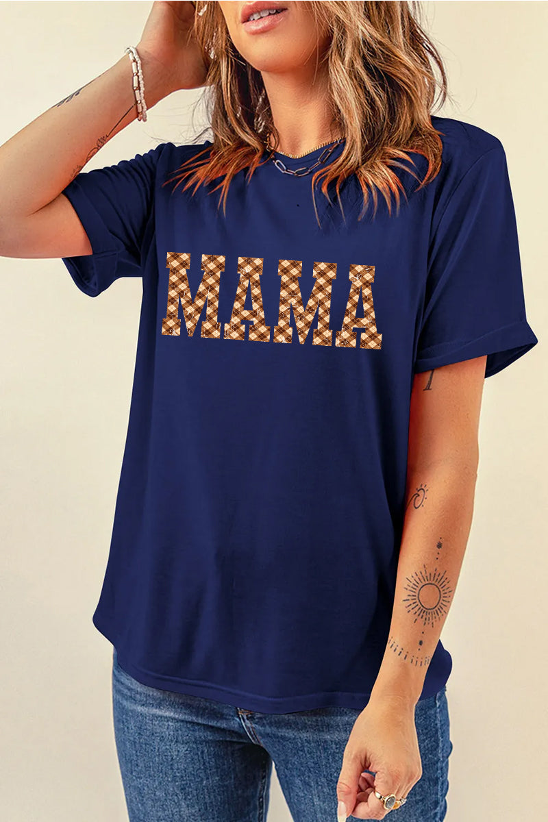 Mothers Day Leopard MAMA Graphic Tee Casual Womens Top
