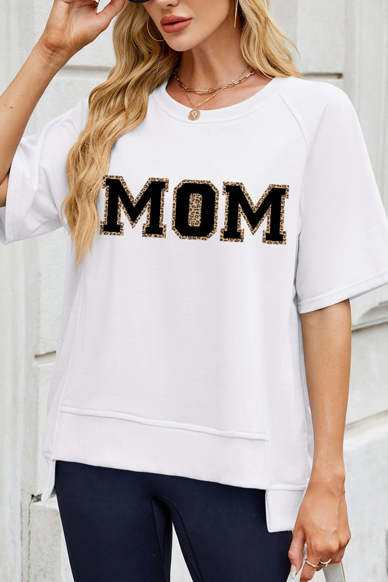 Simple MOM Letter Relaxed Tee Mother's Day Casual Top