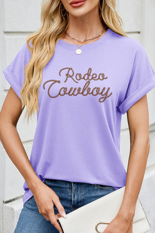 Rodeo Cowboy Letter Graphic Tee Western Casual Top