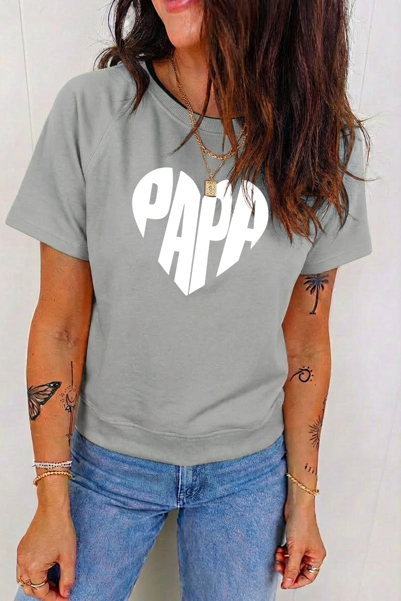 Papa Heart Graphic Tee Fathers Day Gift Top