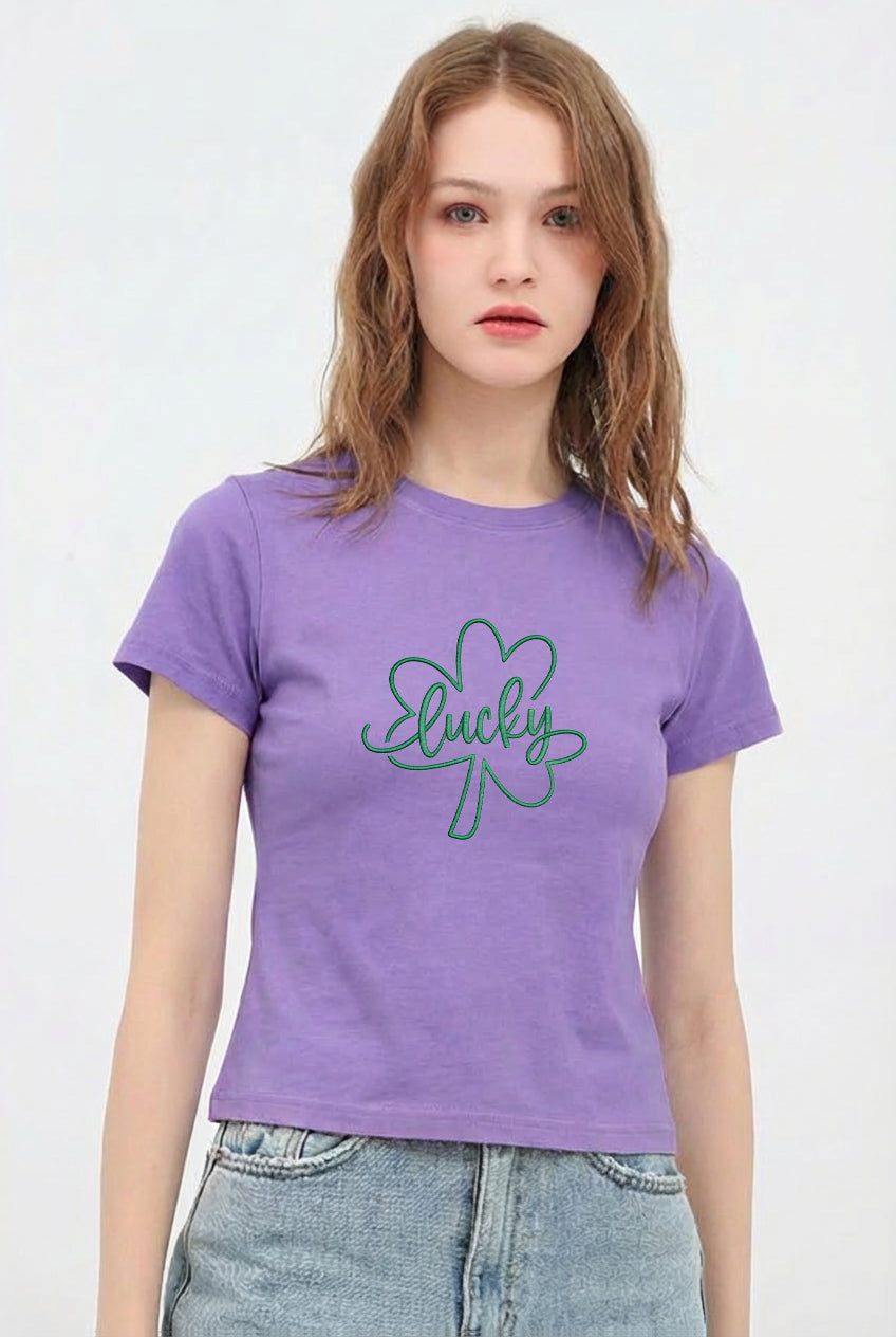 St Patricks Day Lucky Shamrock Crop T-Shirt