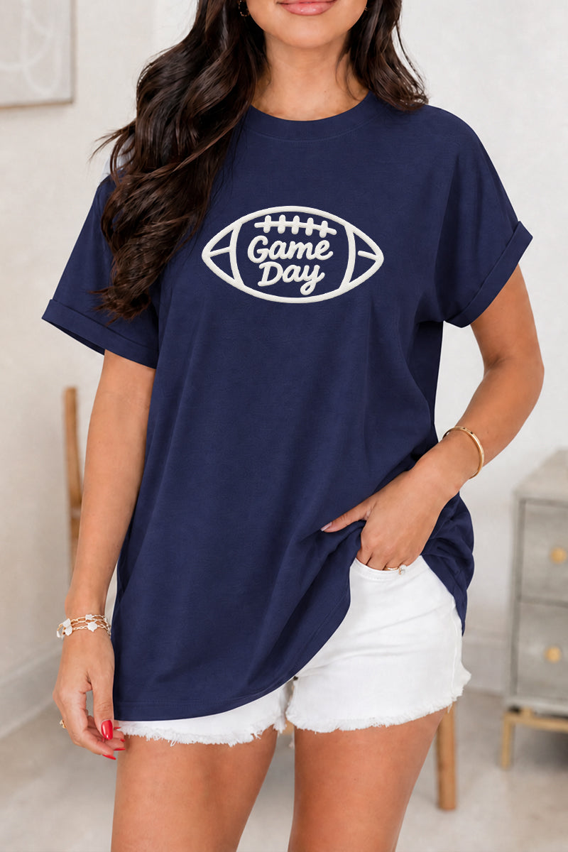 Football Rayon Tee Game Day Puff Print Graphic