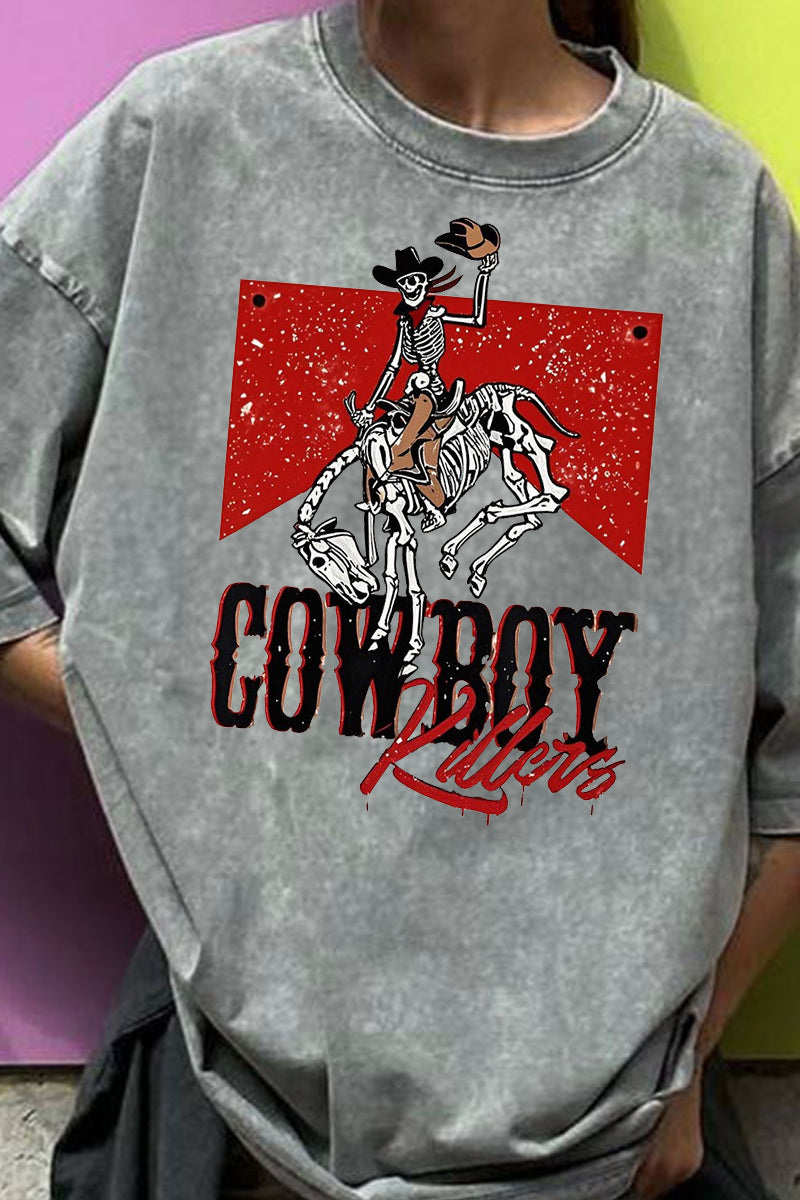 Vintage Cowboy Graphic Oversized Tee Western Style
