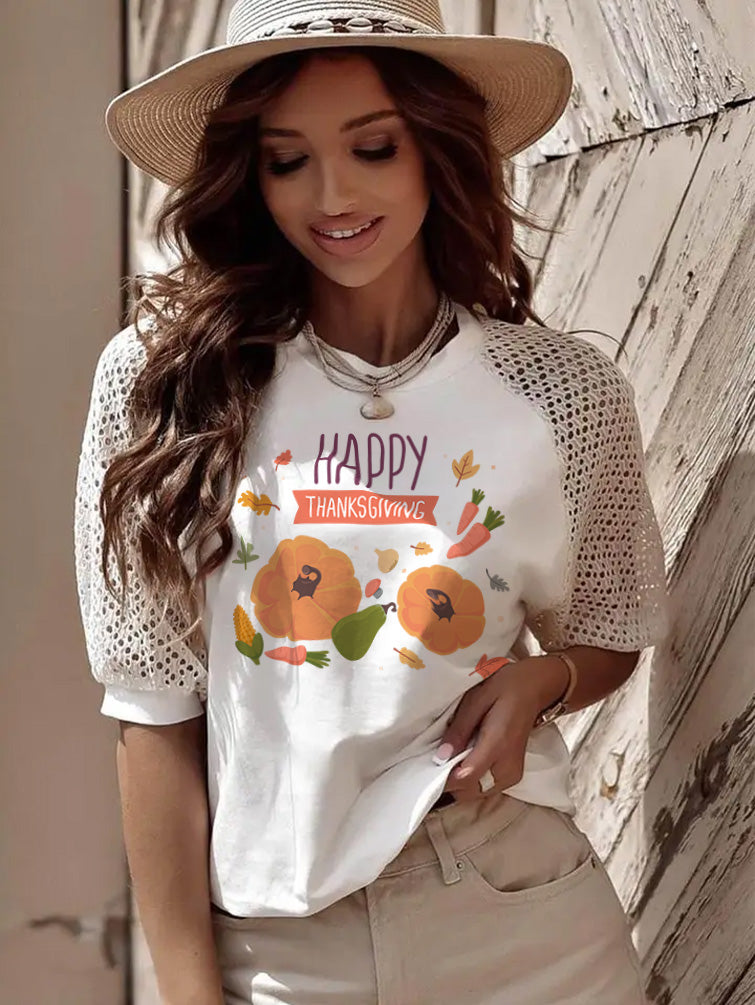 Happy Thanksgiving Pumpkin Fall Harvest Graphic Tee