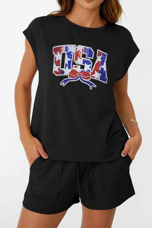 Patriotic USA Tee Shorts Set Independence Day Summer Outfit