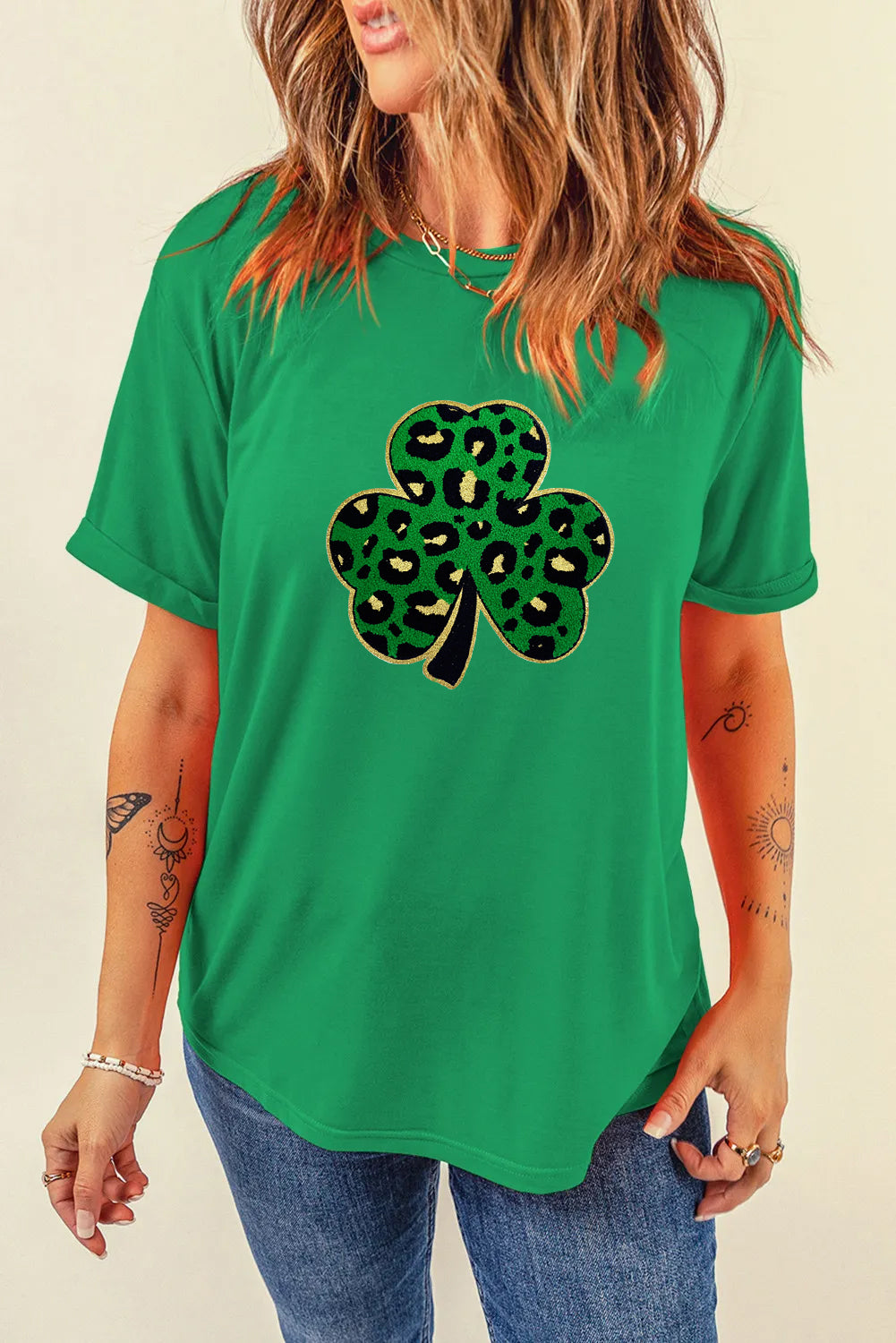 Saint Patrick’s Day Leopard Clover Graphic T Shirt