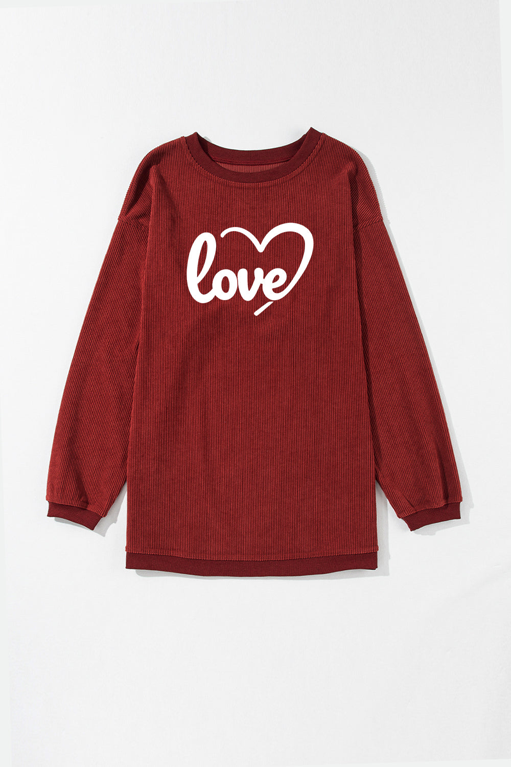 Love Heart Corduroy Oversized Sweatshirt for Valentine’s Day