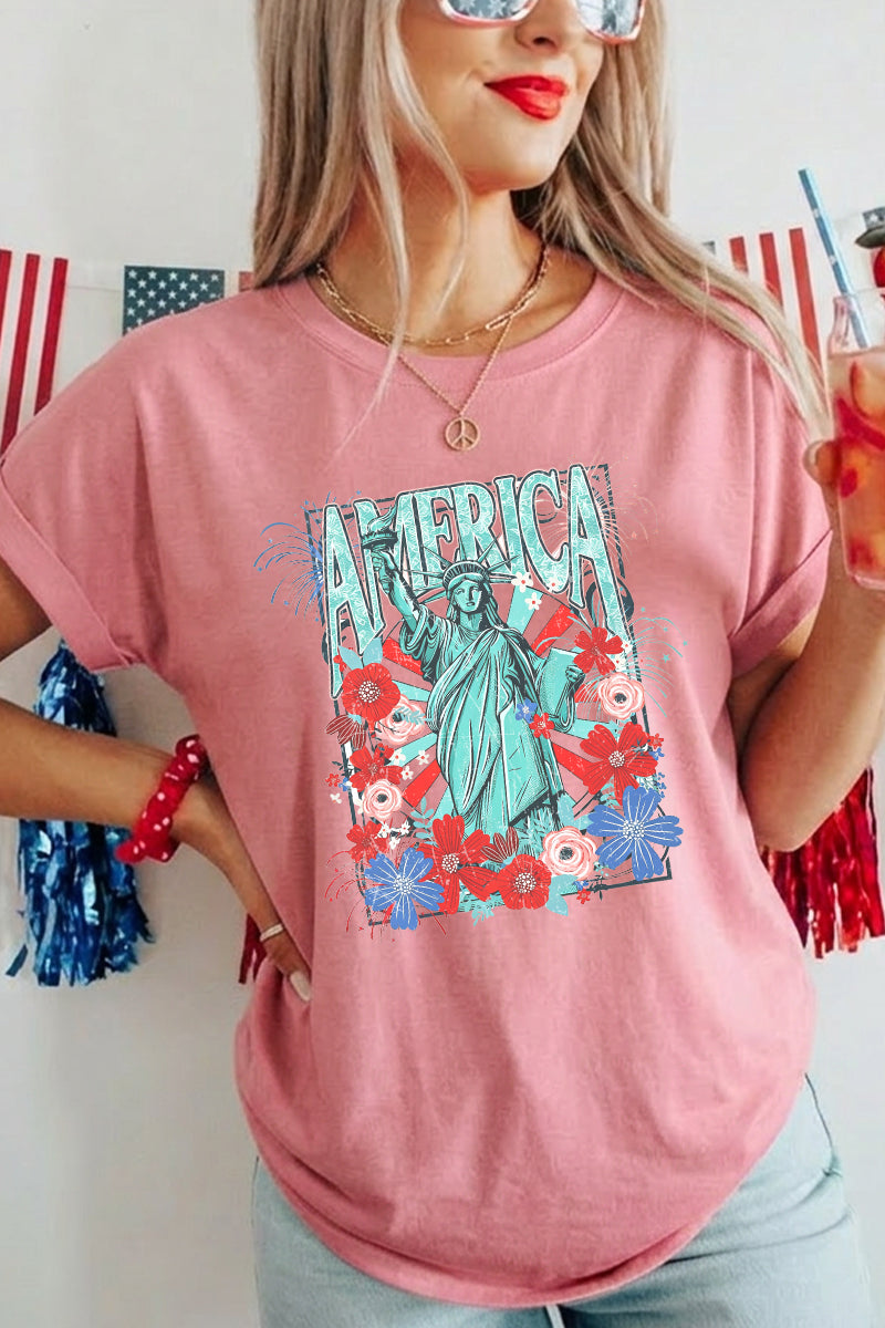Independence Day America Graphic Statue of Liberty Tee