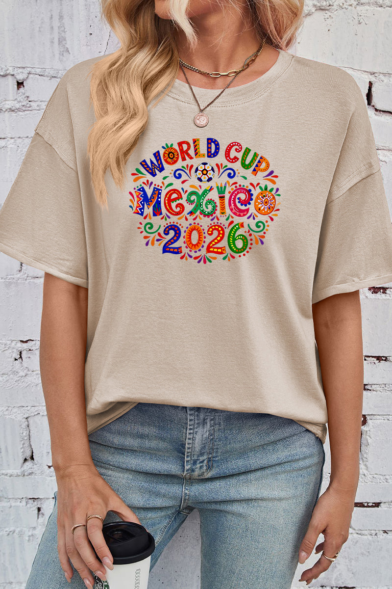 Graphic Rayon T Shirt World Cup Mexico Casual Tee