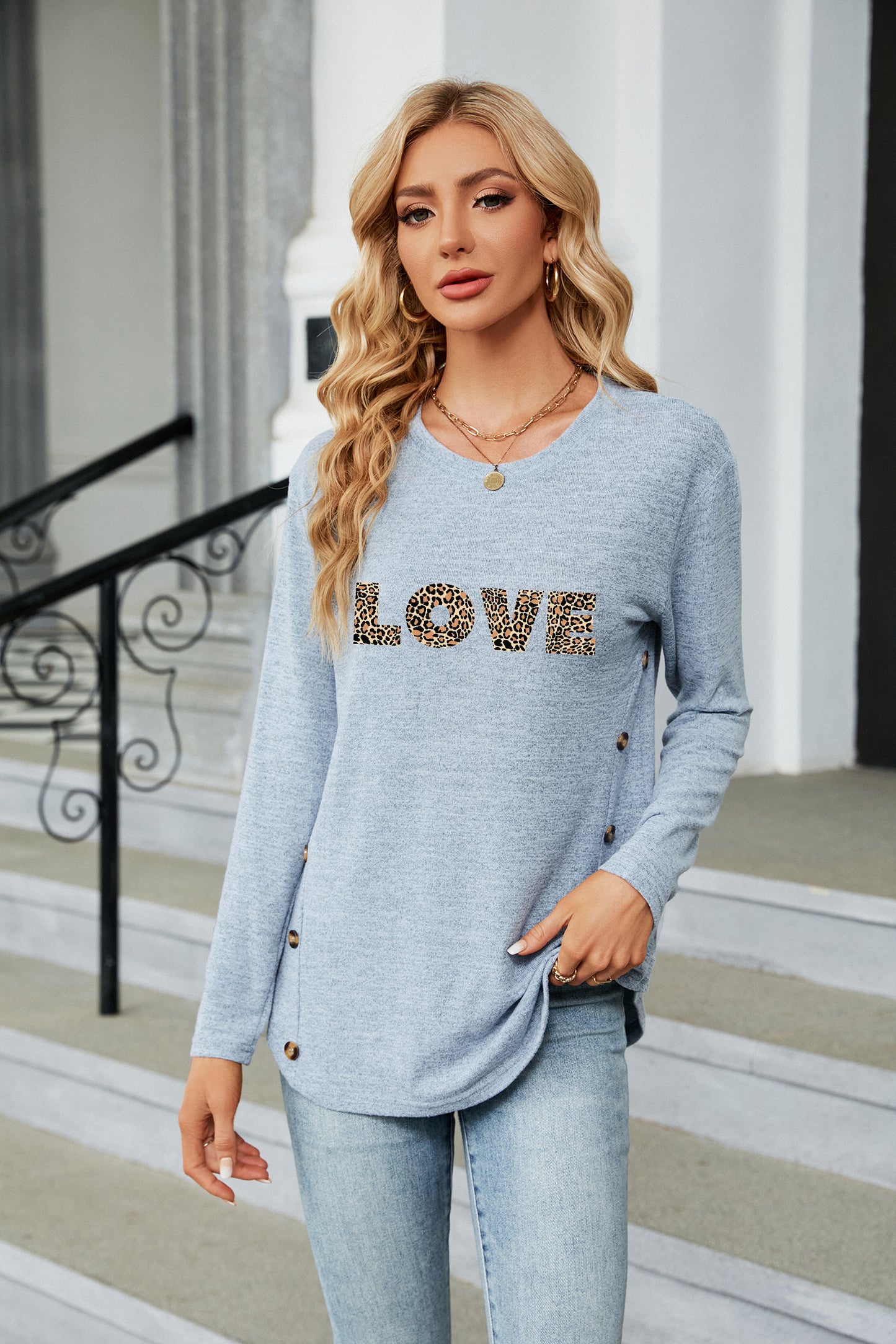 Valentine's Day Leopard Love Graphic Everyday Long Sleeve