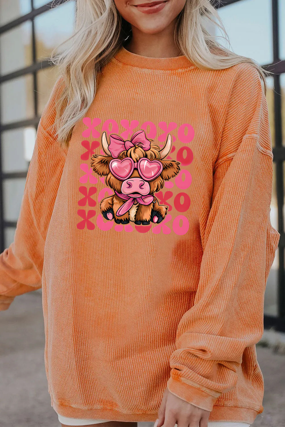 Valentine’s Day XOXO Cow Graphic Sweatshirt