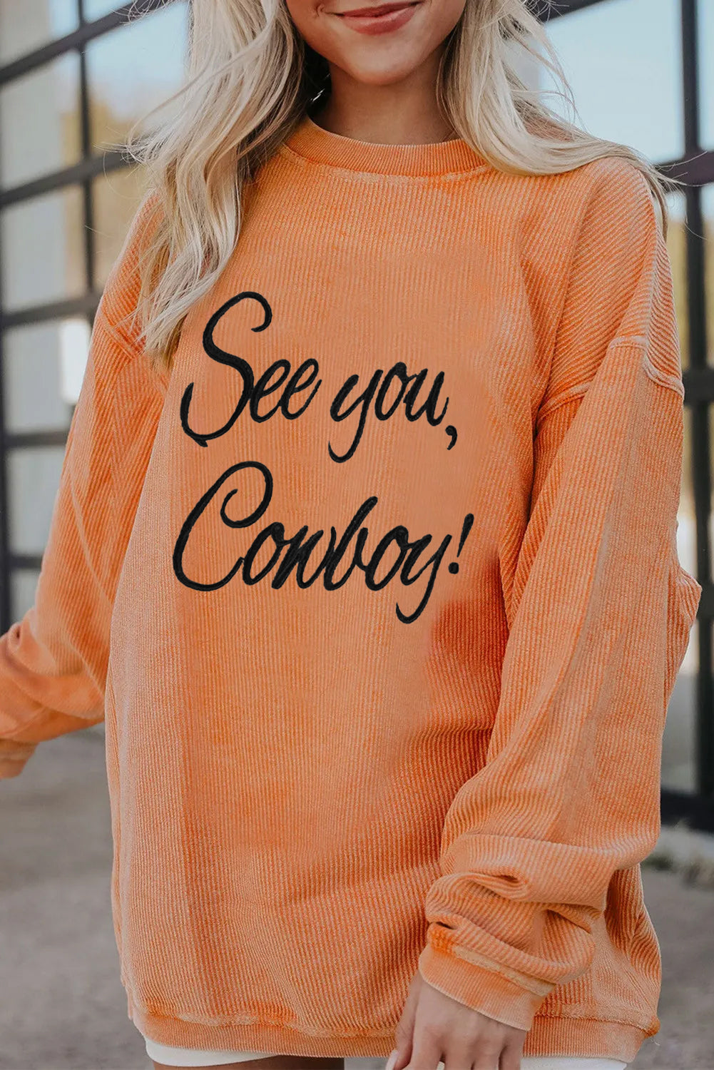 Western Cowboy Quote Letter Graphic Oversized Sweatshirt