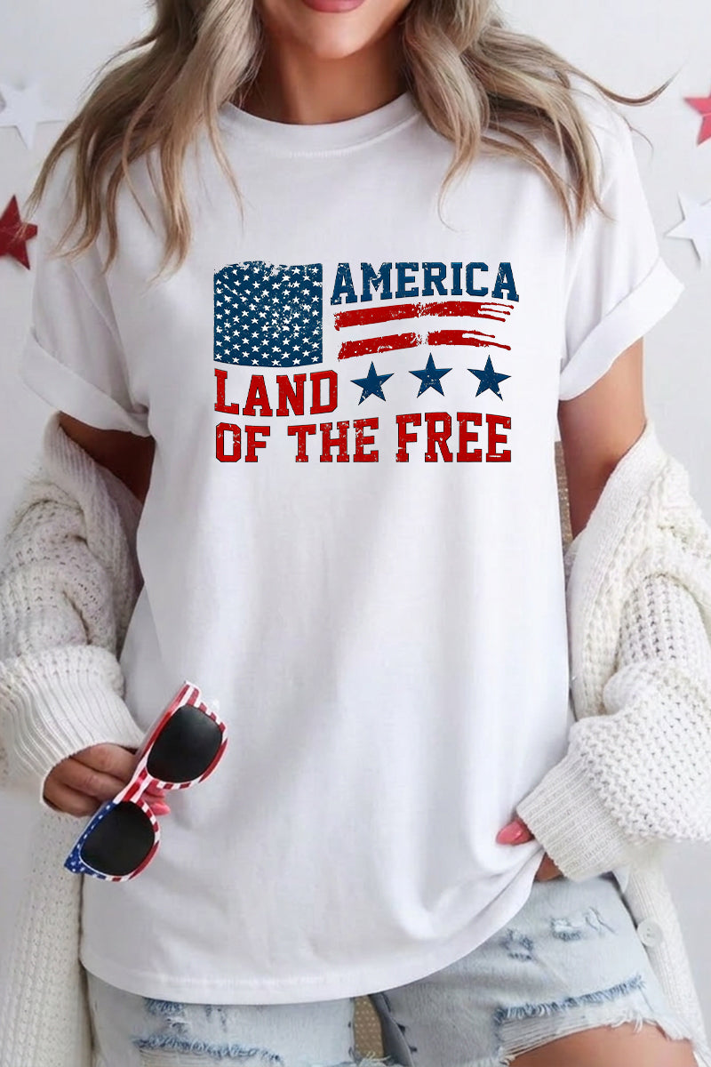 Women 4th of July America Land of the Free T Shirt